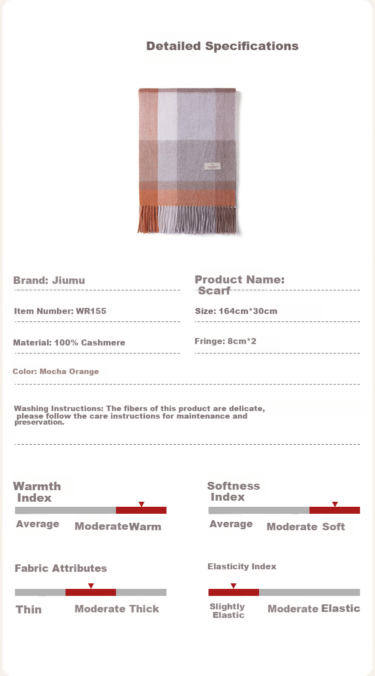 JIUMU 100% Cashmere Scarf Women Autumn Winter Shawl Warm Neck Warmer Female New Year Birthday Gift Box Set 6