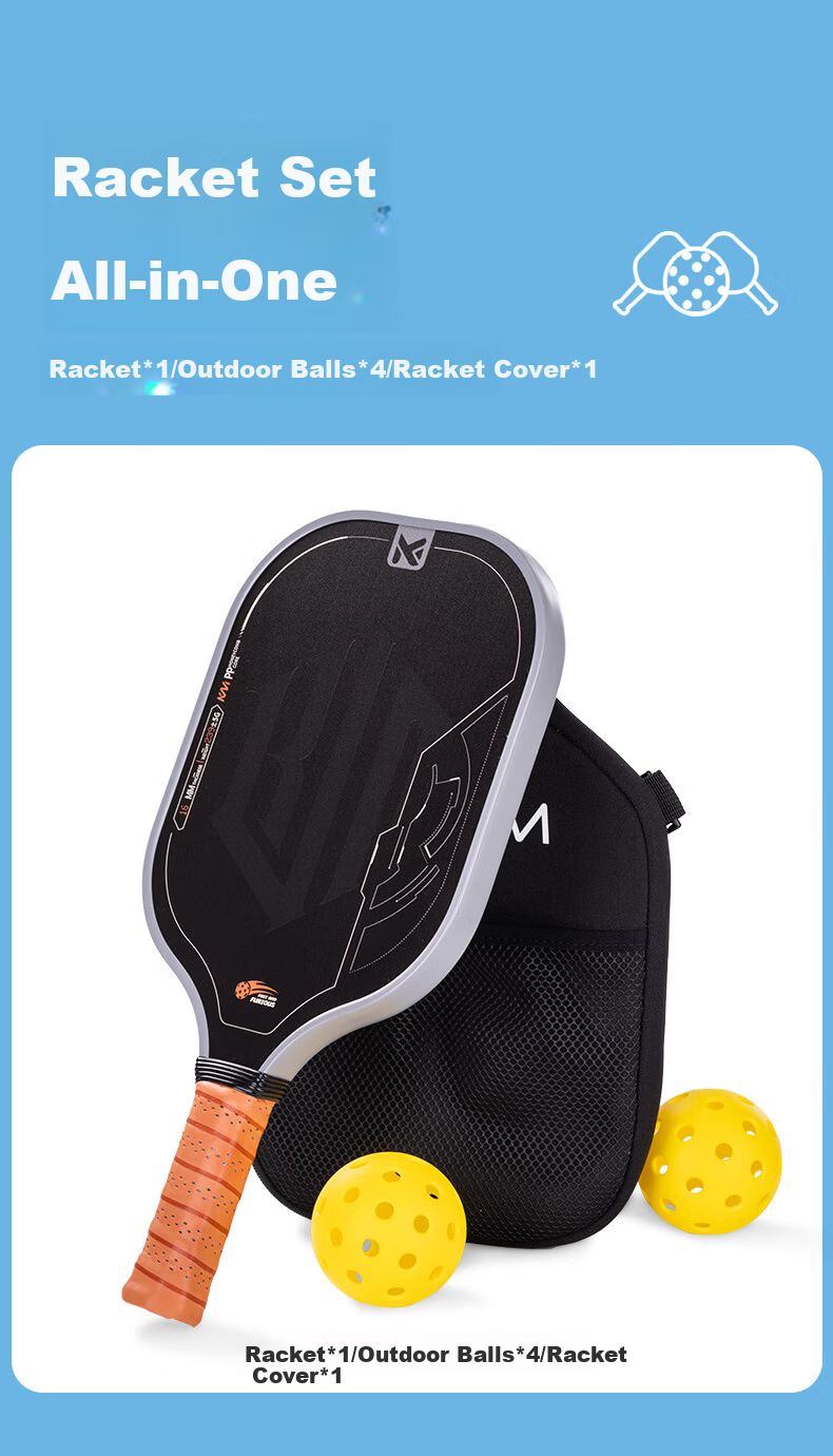 40,000 Kilometers Pickleball Paddle Set Fiberglass Single Paddle PP Honeycomb Core Durable Beginner Practice Paddle Red Feather 11