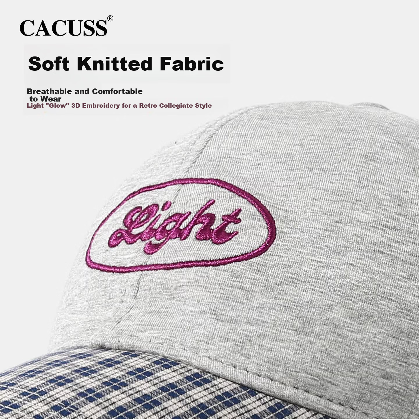 CACUSS Women's Spring Summer Baseball Cap Simple College Style Couple Patchwork Soft Top Comfortable Hat Ink Gray