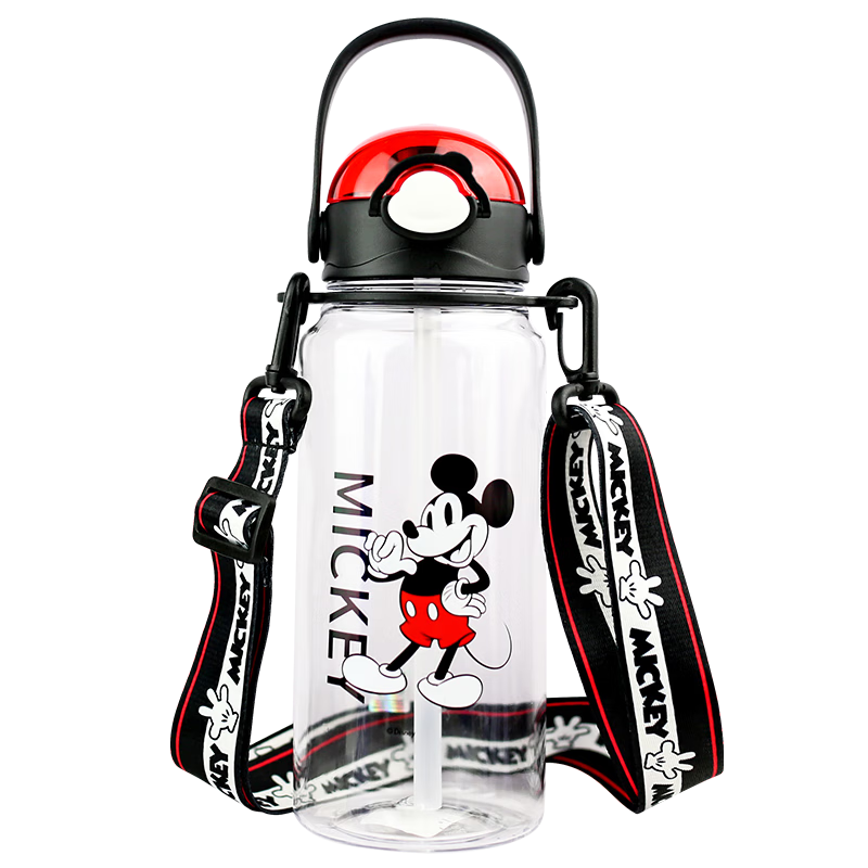 Disney Kids Water Bottle Summer School Dual Drinking Straw Large Capacity Sports Water Cup 1250ml