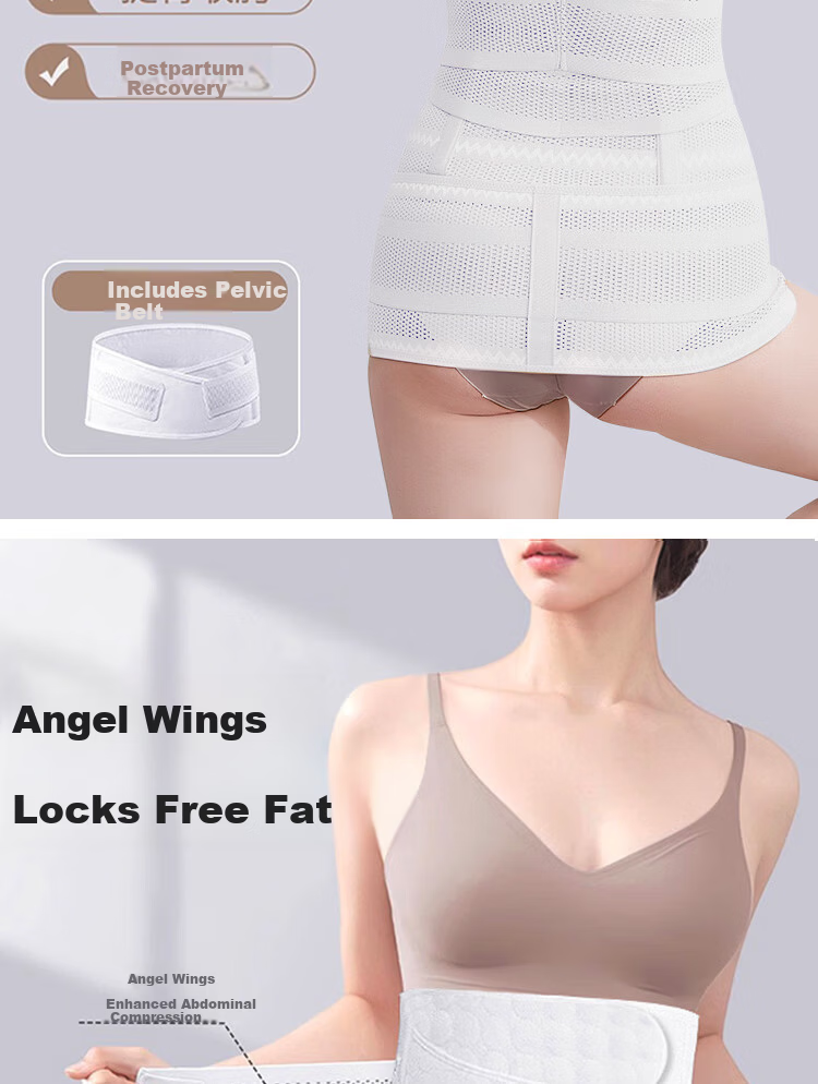 GRACEWELL Postpartum Abdominal Binder and Pelvic Belt 2-Piece Set Breathable Mesh Waist Shaper for Natural and C-Section Recovery 6