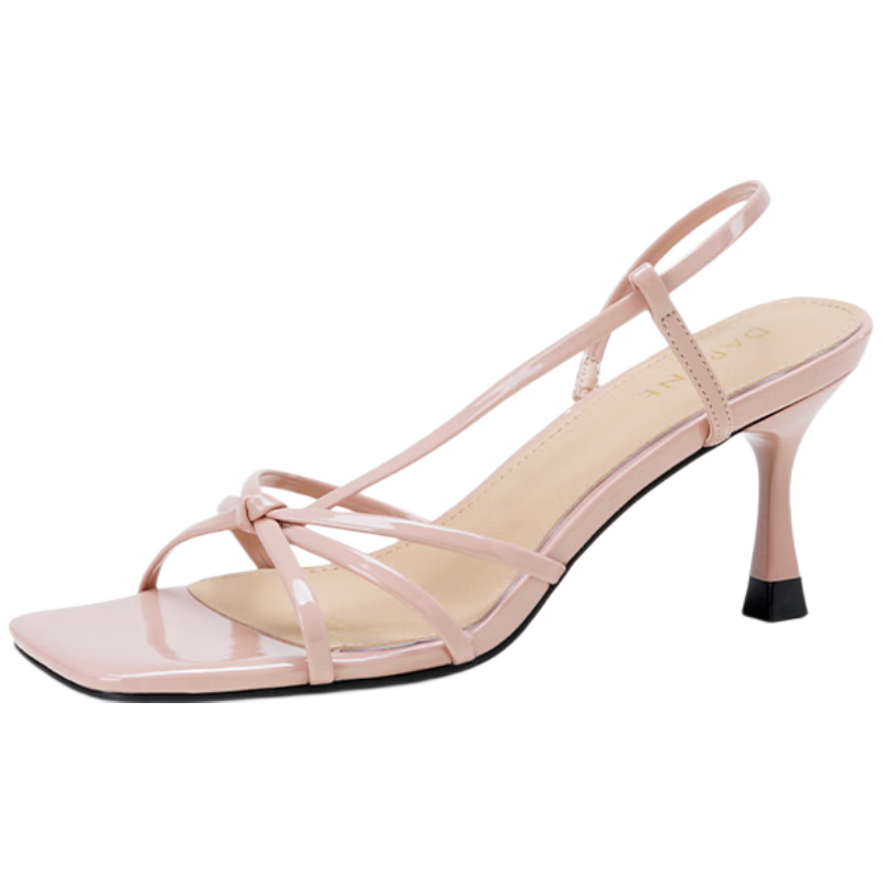 Daphne Women's Stiletto High Heel Sandals 2026 New Summer French Square Toe Pink Fairy Style Strap Sandals