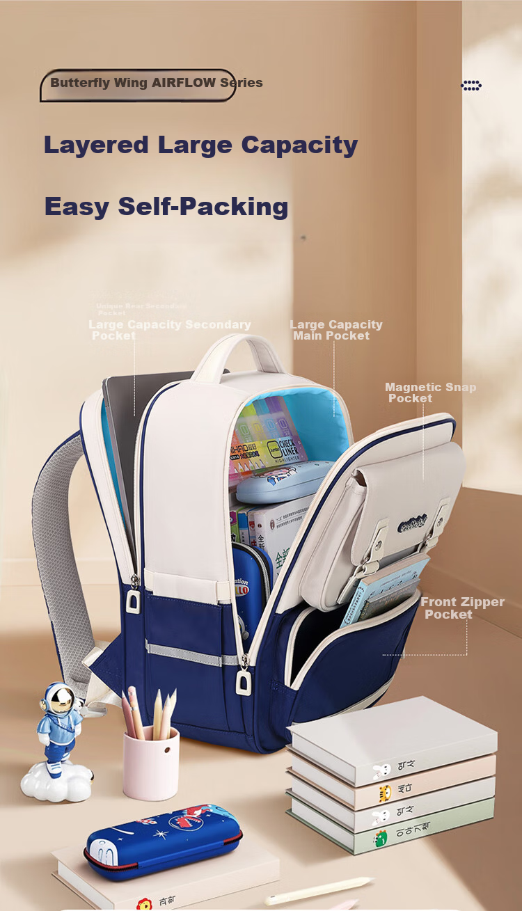 COOLBABY Schoolbag for Primary School Boys And Girls Grades 1-3 Children's Spine-Protecting, Load-Reducing, Pressure-Relieving Large Capacity Backpack 8