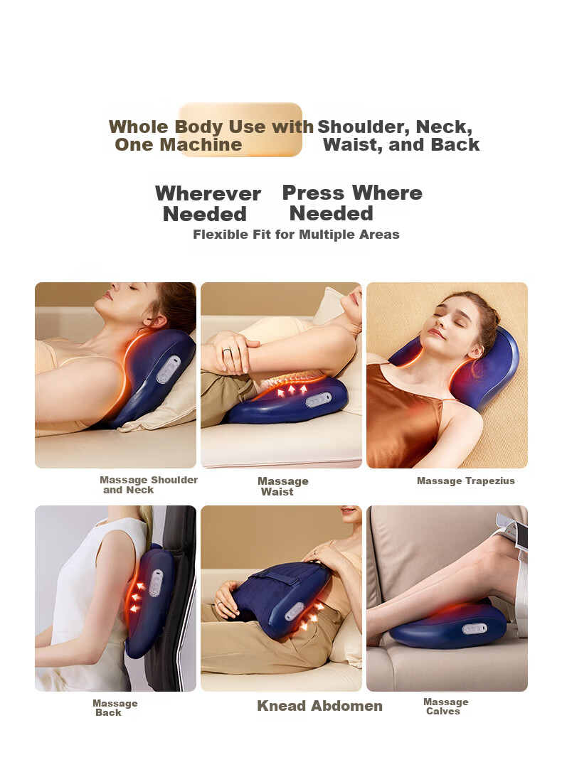 Westinghouse BX3PLUS Waist Massager Neck and Shoulder Cervical Spine Massager Full Body Back Massage Cushion Practical Valentine's Day Gift for Parents, Wife, Girlfriend - Cocoa White 9