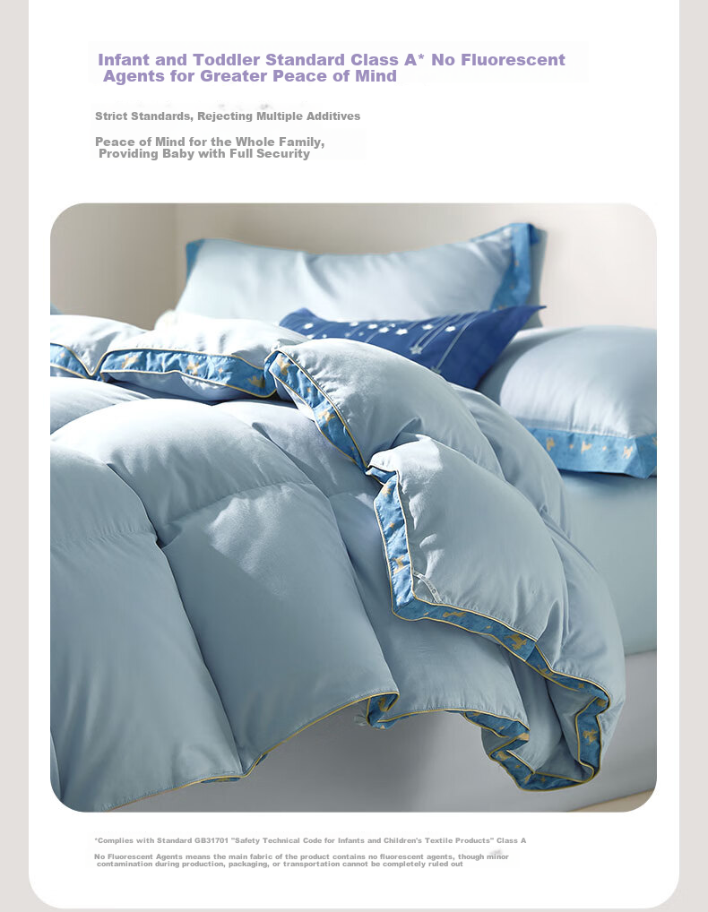 Luolai Children's Down Quilt Baby Class A 60s Cotton Washable 95% Goose Down Warm Winter Quilt Core 150*215cm 4