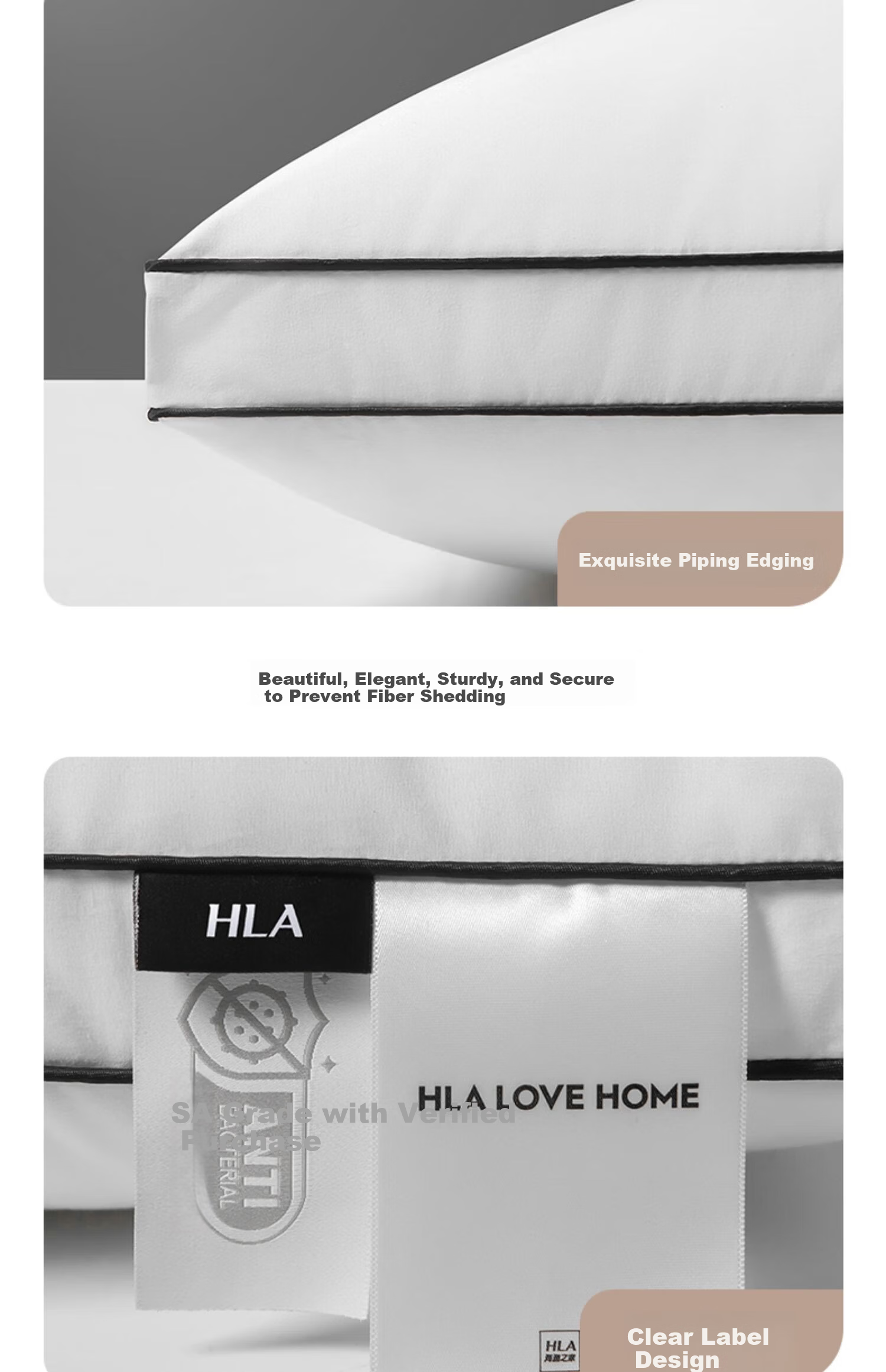 HLA A-Class Pure Cotton Three-Protection Pillow Core Antibacterial Anti-Mite Oil-Resistant Fiber Pillow Low Pillow for Sleeping Single Pack 18