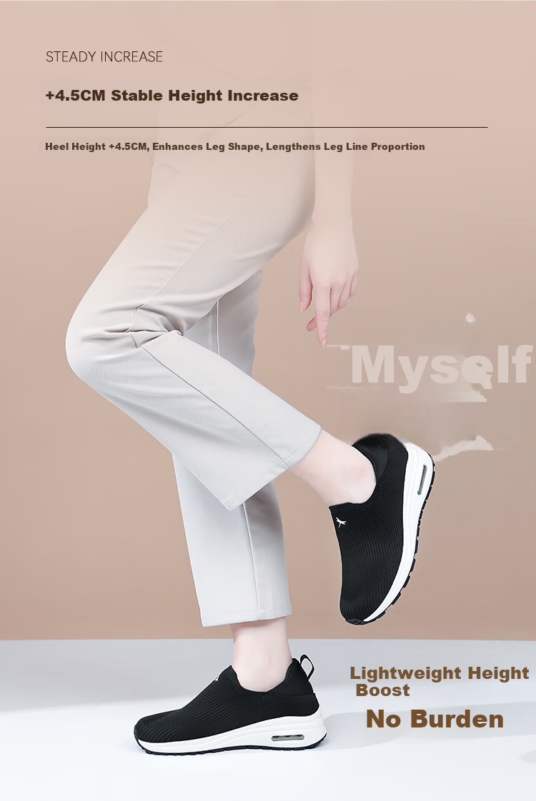 Red Dragonfly Women's Casual Shoes Autumn Breathable Slip-On Lightweight Soft Sole Lazy Height-Increasing Sports Shoes EXB351131 Black Size 35 6