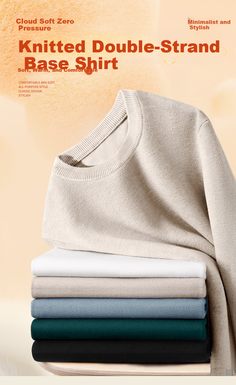 Hodo Comfortable Resilient Crew Neck Sweater Men's Winter Heavyweight Warm Knitwear Youth Base Layer 1