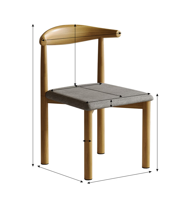Yupin Dining Table and Chair Small Apartment Dining Table Imitation Wood Rental Apartment Restaurant Iron Bullhorn Dining Chair CY166 Natural Wood Color Single Piece 20
