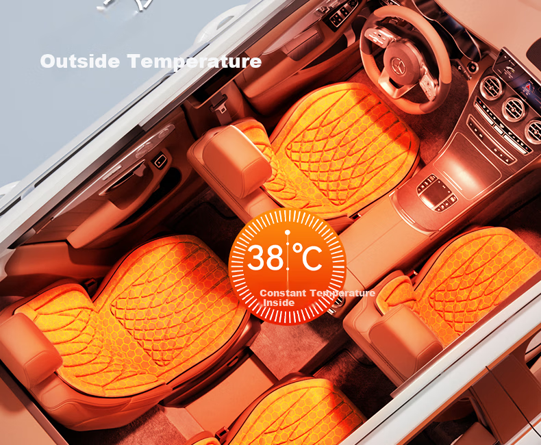 HELLOLEIBOO Car Heated Seat Cushion Winter Vehicle Graphene Electric Heating Pad Plush Seat Cover 12V 24V Universal 12