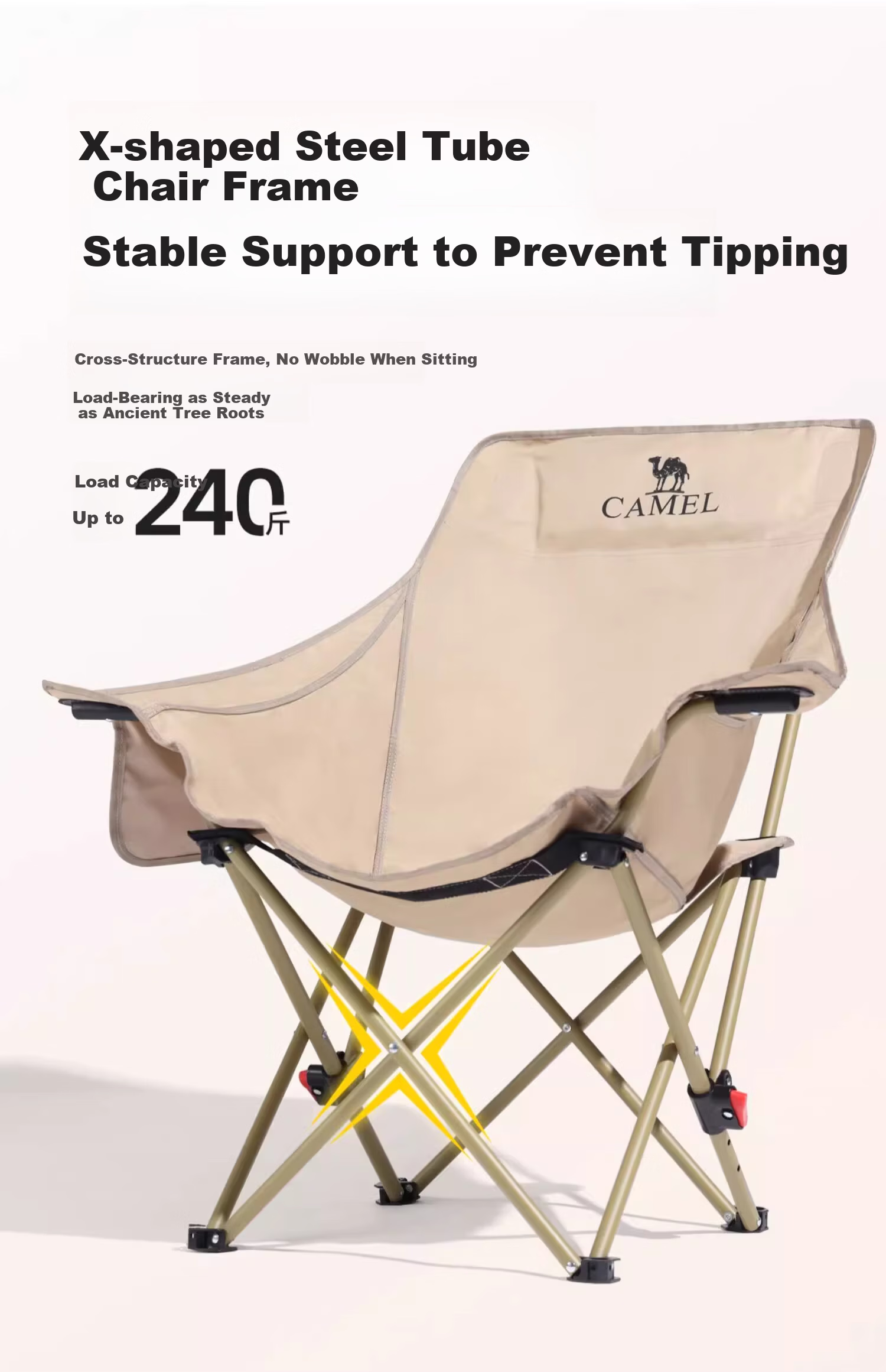 CAMEL Outdoor Folding High-Back Moon Chair Nap Recliner Camping Fishing Portable Armrest Stool Field Sketch Chair 0027 16
