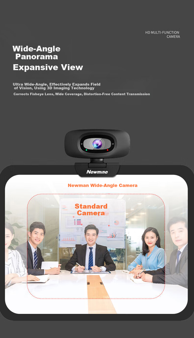 Newmine NM90 4K Webcam with Beauty Filter, Ultra HD, Built-in Microphone, External Plug-and-Play, Zoomable, Compatible with Laptop and Desktop for Video Conferencing 7