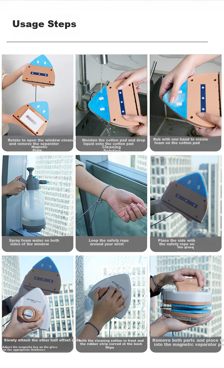 Isida Strong Magnetic Glass Cleaner 5-30mm Water Storage Upgrade Anti-Pinch Magnetic Window Scraper for Home Cleaning 15