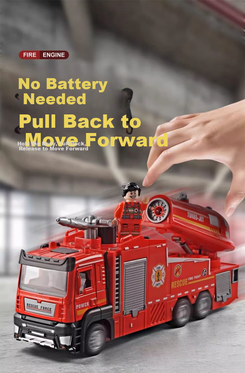 Aiful Alloy Fire Truck Toy for Boys Large Water Spray Firefighting Rescue Vehicle Children's Day Gift 9