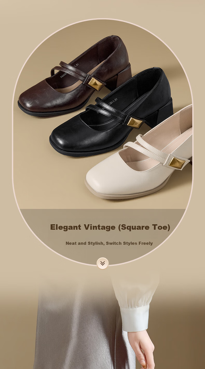 Dustodusto Mary Jane Shoes Women 2026 New Spring Thick Heel Low-Cut Single Shoes Commuting Versatile Elegant Retro High Heels 5