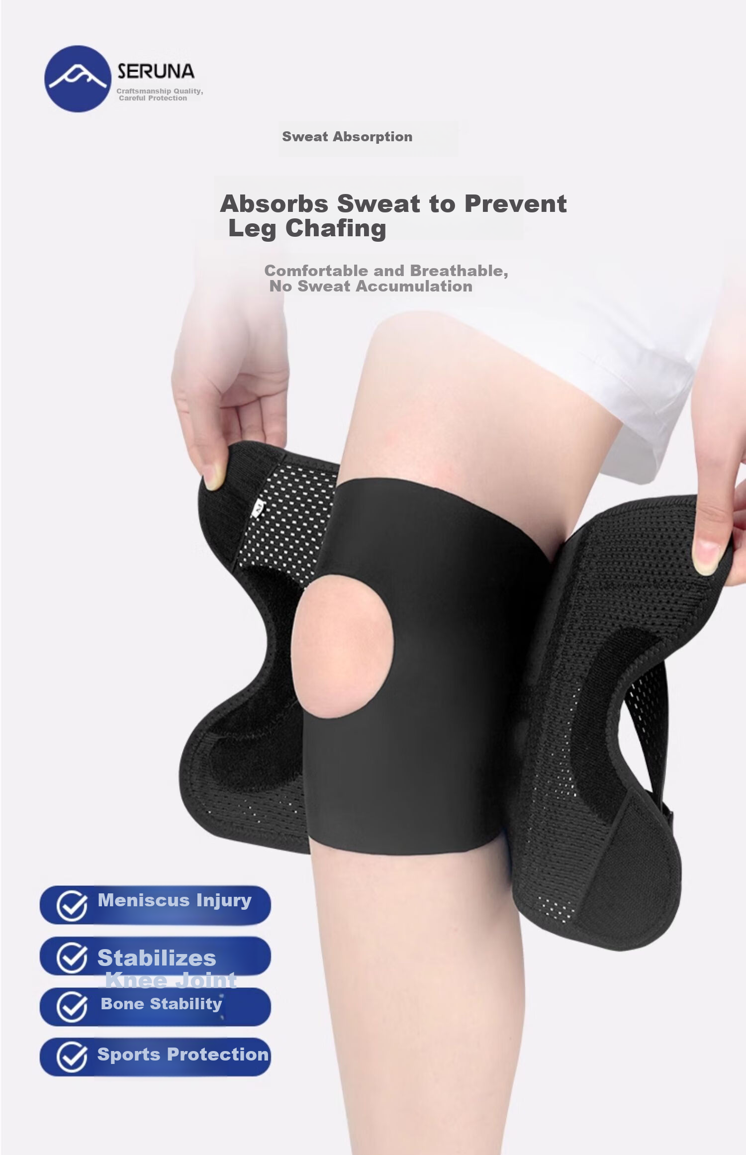 SERUNA Japanese Knee Brace for Meniscus Injury Joint Support Unisex Sports Knee Patella Protector with Sleeve for Jump Rope Running 6