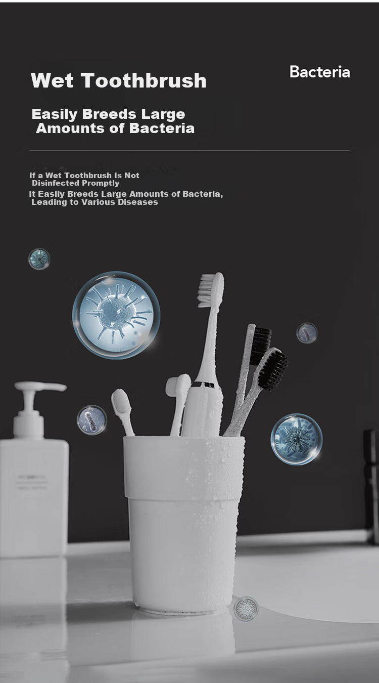 LYNN Toothbrush Holder Portable Sterilizer Bathroom Electric Toothbrush Rack Sterilization Drying Home No-Drill Wall-Mounted 3