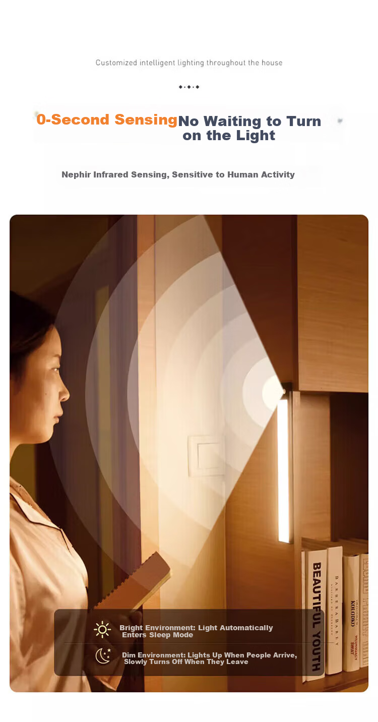 Heart LocK Motion Sensor Light Strip, Cabinet Light, Rechargeable Wireless Adhesive, for Home Kitchen Wardrobe Entrance Hallway Night Light 4