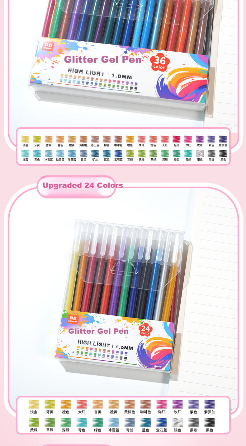 TRUECOLOR 8-Color Glitter Gel Pen Set Non-Toxic Fluorescent Marker Pens for Kids Primary School Students Pearl Watercolor Highlighting Pens 068 12