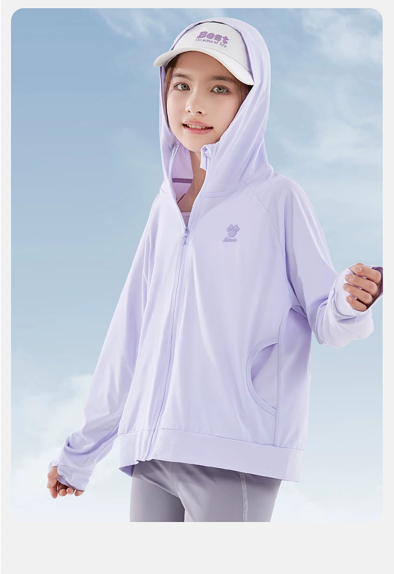 Disney Girls' Summer Sun Protection Jacket Lightweight UV Protection Skin Jacket Big Kids Ice Silk Coat 110002 White 170 9