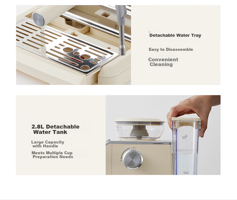Kepura CP296 Cloud White Dual Pump Dual Boiler Espresso Coffee Machine Semi-Automatic Home Office Small Steam Milk Frother Grinder All-in-One (Cold Brew Version) 11