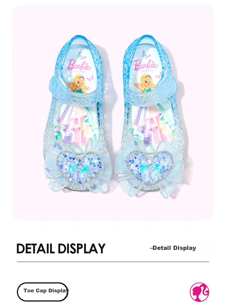 Barbie Kids Girls Summer Jelly Shoes Princess Crystal Water Sandals Outdoor DA7252 Light Blue Size 27 4