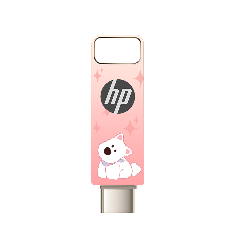 HP 128GB Type-C USB 3.2 Dual Interface USB Flash Drive Large Capacity Office Car Use Compatible with Android Apple Phones and Computers Pink