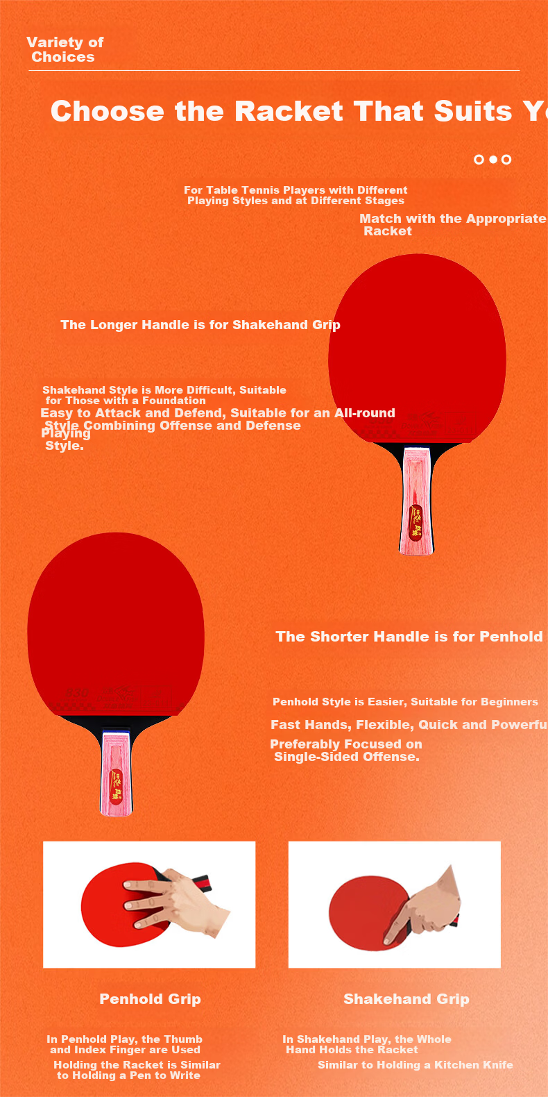 DOUBLE FISH Penhold and Shakehand Beginner Training Student Youth High Elasticity Sponge Table Tennis Paddle Competition Racket 11