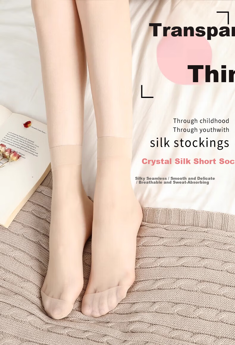 Me feeling Women's Summer Ultra-Thin Anti-Snag Durable Velvet Black and Nude Crystal Short Socks 1
