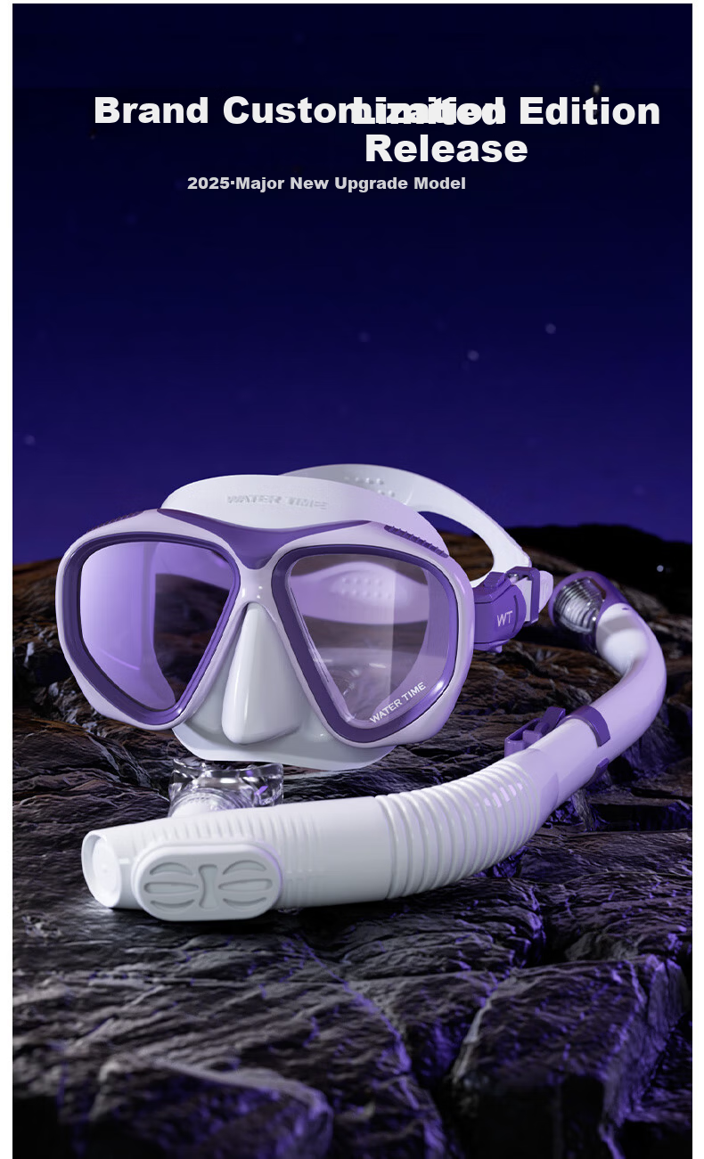 WATERTIME Shuichuan Snorkeling Mask Diving Goggles Snorkel Set Coated Sea Night Blue 3