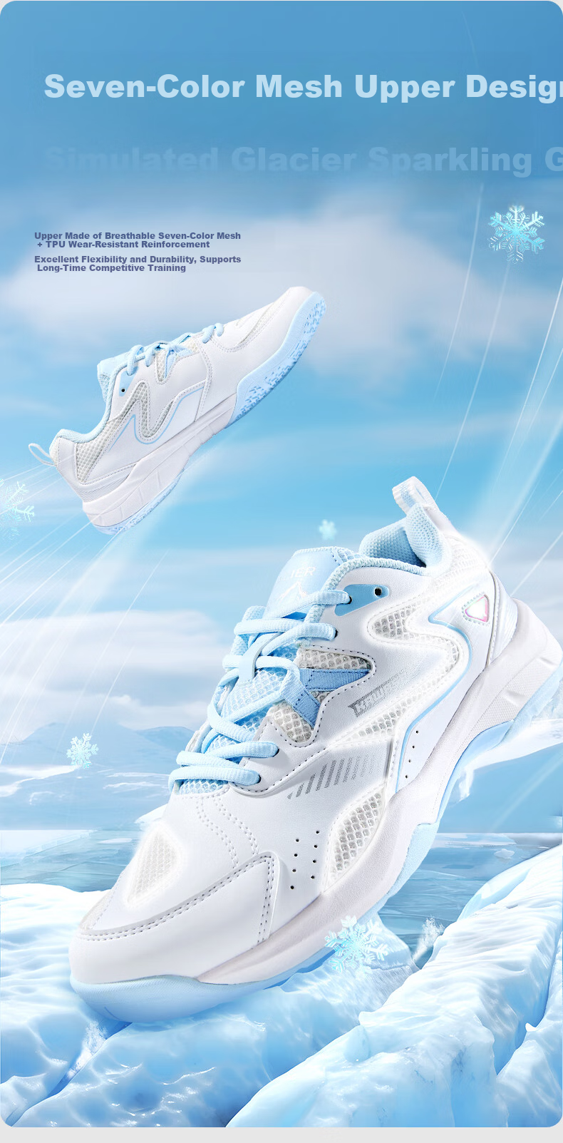 KAWASAKI Glacier Badminton Shoes Competition Training Light Casual Sports Shoes Glacier Blue Size 38 (240mm) 6
