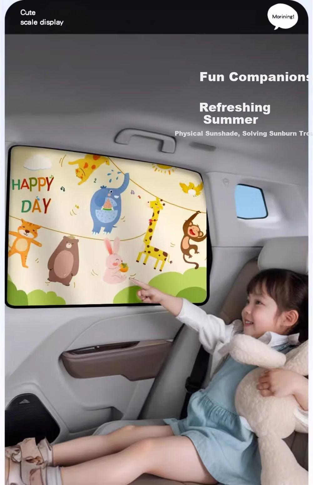 MOTCINO Car Side Window Sunshade Magnetic Track Privacy Curtain Interior Sunshade for Baby Car Window 4