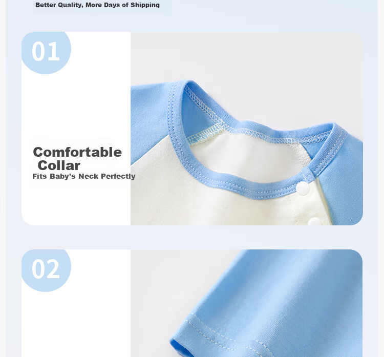 Badi Badi [Gift for Expectant Moms] Pure Cotton Infant Toddler Romper Baby Homewear Blue Bear 66cm 7