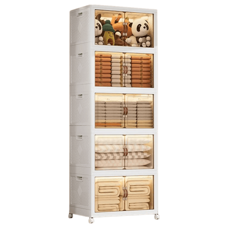 Youjialiangpin Foldable Storage Cabinet, No Installation Required, Children's Wardrobe, Snack Storage Cabinet, Kitchen And Living Room Organizer, Miscellaneous Item Storage Box