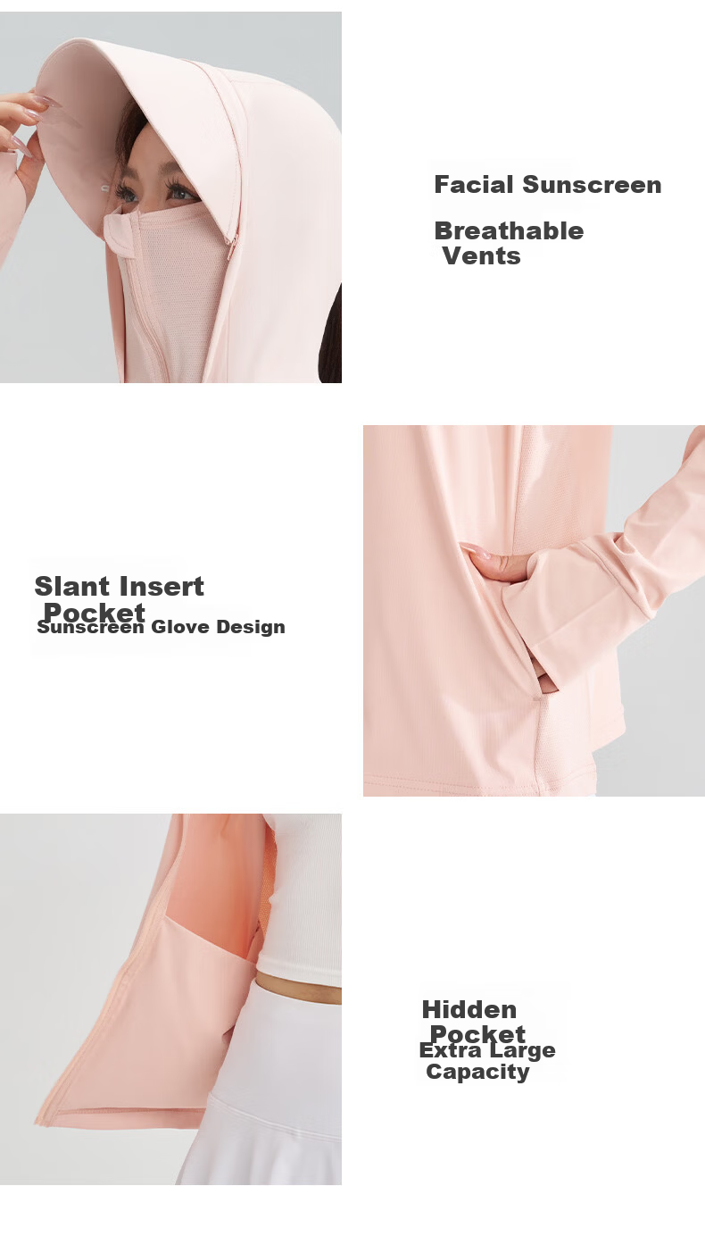 LangSha Women's Sunscreen Jacket Spring Summer Ice Silk Cooling UV Protection Breathable Comfortable Outdoor Skin Jacket 543 15