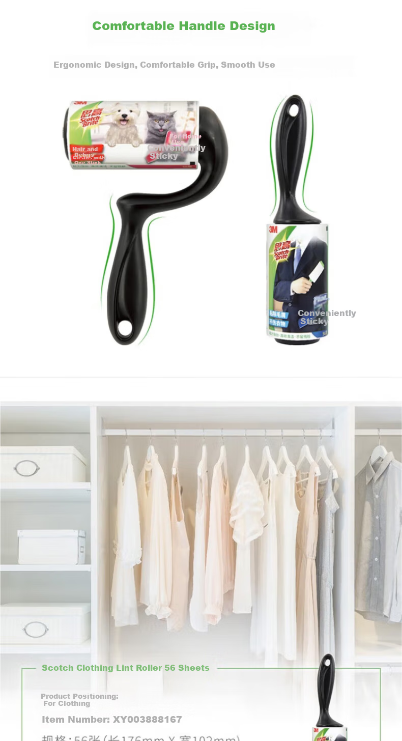 3M Scotch-Brite Lint Roller Removable Sticky Roller Pet Hair Remover Clothes Home Use 56 Sheets 5