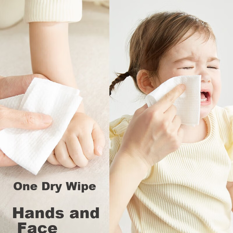 KUB Baby Face Wipes Dual-Use Dry and Wet Thickened Large Size 100 Sheets * 6 Packs Suitable for Hands, Mouth, and Diaper Area, Also for Adults