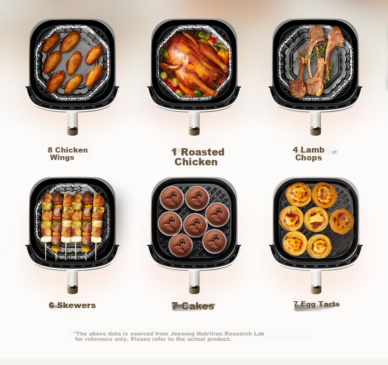 Joyoung Air Fryer, Flame-Broiled No-Flip Dual Heating Source, Visible Large Window, Steam Tender Roasting, Home Use, 6.5L Large Capacity, Three-Dimensional Water Replenishment Compartment, KL65-V576 26