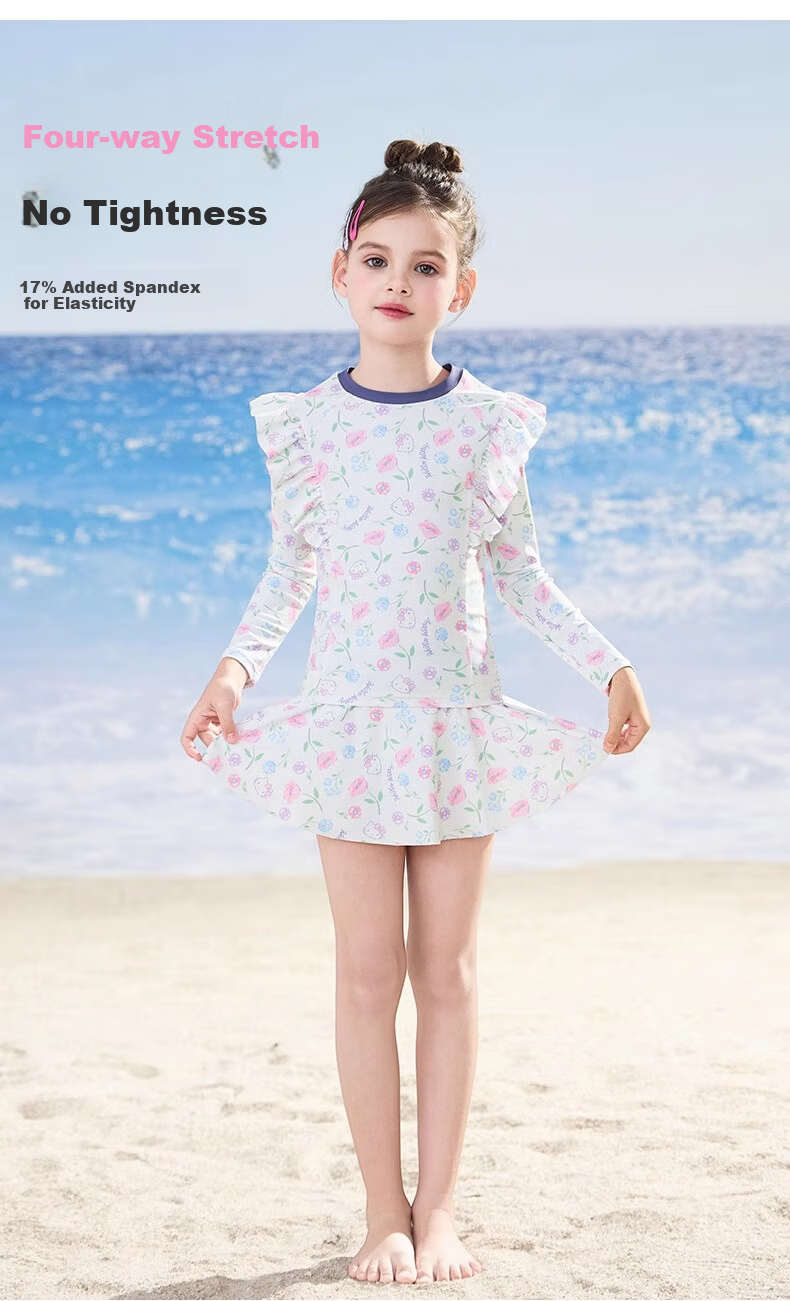 F.DYRAA & Hello Kitty Kids' Sun-Protective Swimwear Set A-Class Two-Piece KC522C0022E Floral Kitty Size 110 2
