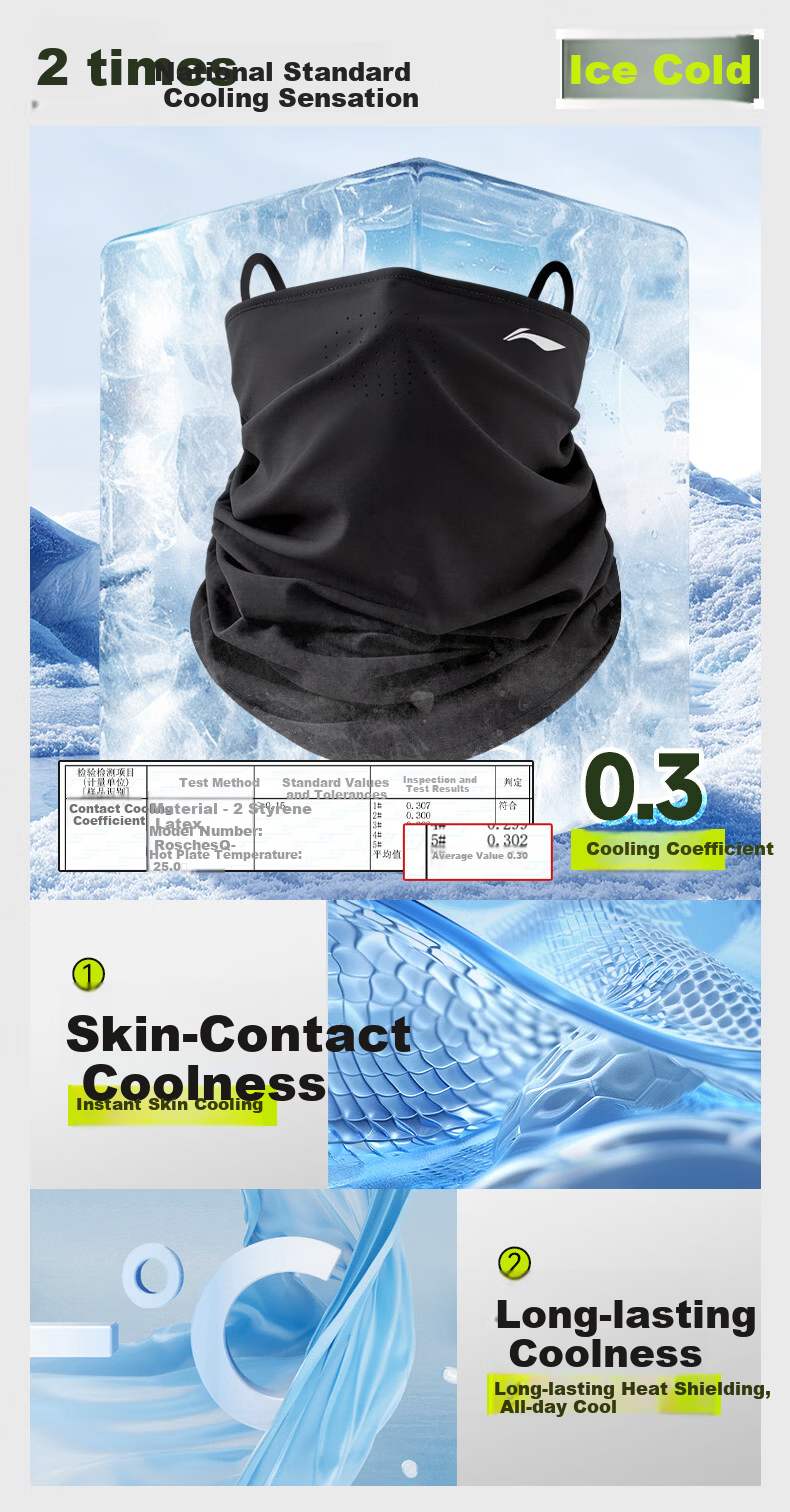 LI-NING Sun Protection Face Mask Ear-Hook Cycling Ice Silk Mosquito Repellent Mask Neck Gaiter Magic Scarf Windproof Dustproof Mountaineering Gear for Men and Women 8