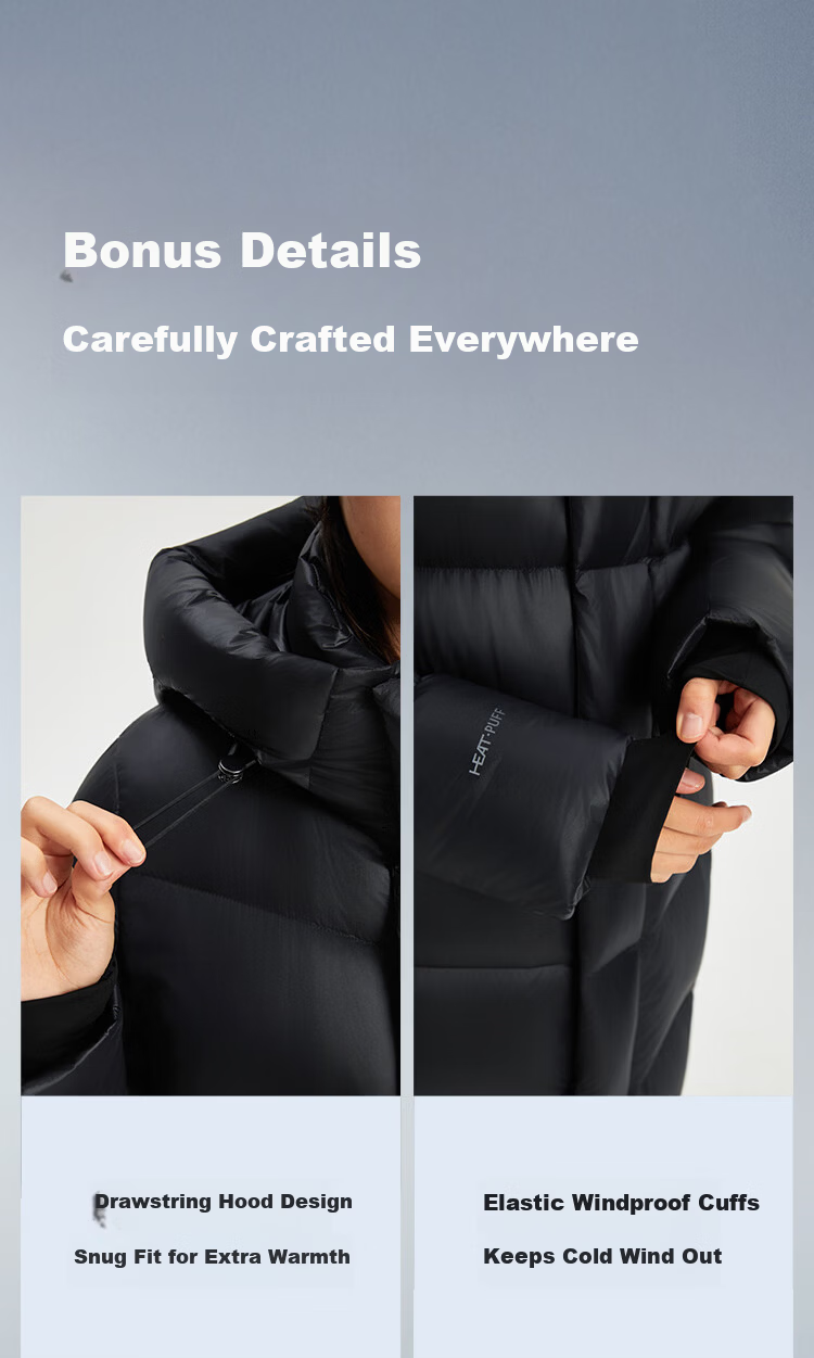BOSIDENG Unisex Puff Winter Goose Down Thickened Hooded Extra Long Mall Style Down Jacket 6