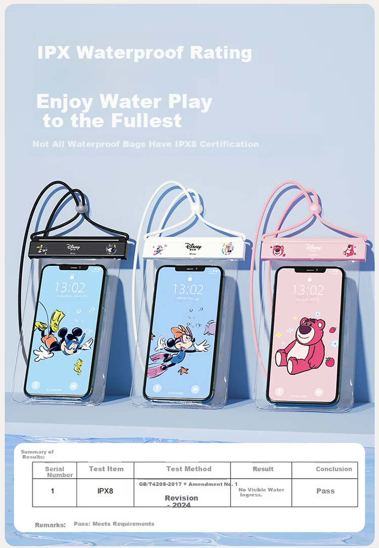 Disney Waterproof Phone Pouch Touchscreen Compatible Swimming Rafting Gear Snorkeling Hot Spring Underwater Photography Tool D95608 Black 4