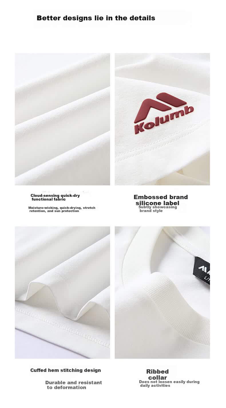 Kolumb Outdoor T-Shirt Summer Sun Protection Quick-Dry Moisture-Wicking Commuting Couple Running Fitness Short Sleeve Cloud Dance White 2XL 6