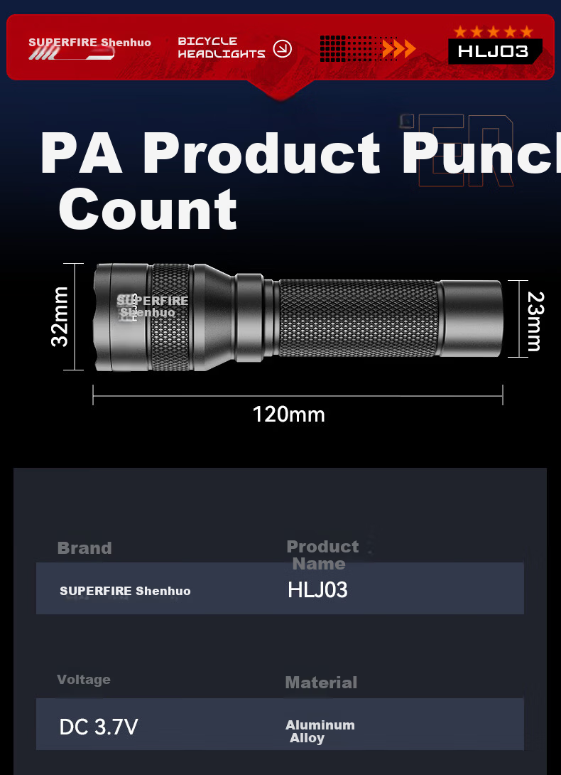 SupFire AJ01 Zoomable Flashlight, High Brightness, Long Battery Life, Compact Military-Style Portable, Home-Specific, Sky-Piercing Emergency Lighting 11