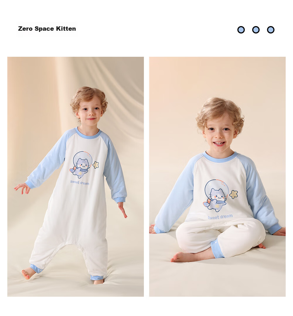 Betis Children's Pajamas Autumn Winter New Baby Pure Cotton Stomach Protection Boys Girls Quilted Homewear Jumpsuit Set 33