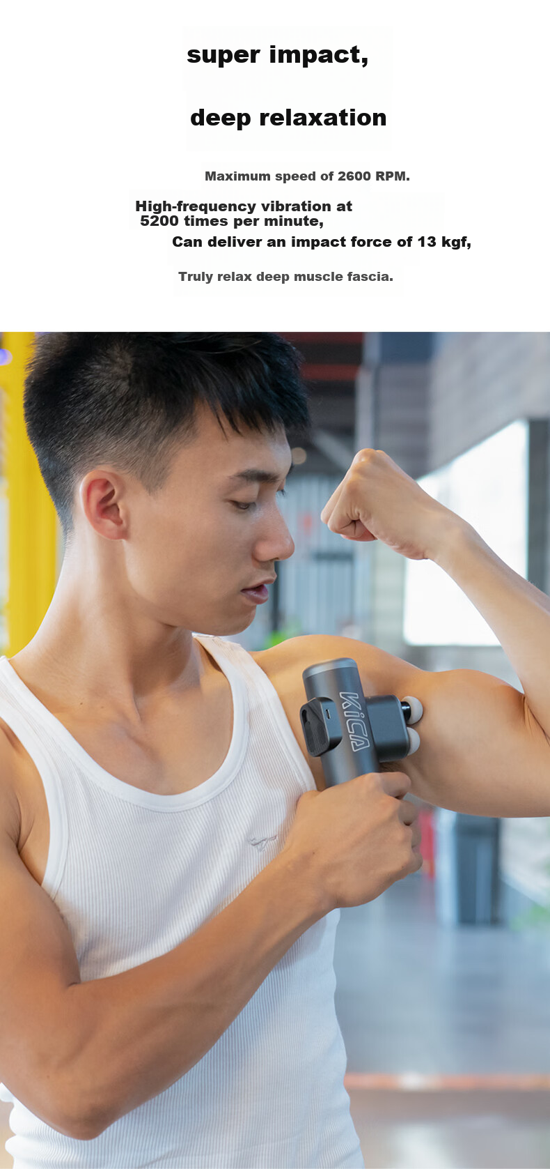 KICA K3 Professional Dual-Head Fascia Gun Muscle Massager Smart Fitness Training Neck Fascia Device Mini Silent Home Use Advanced Gray 7