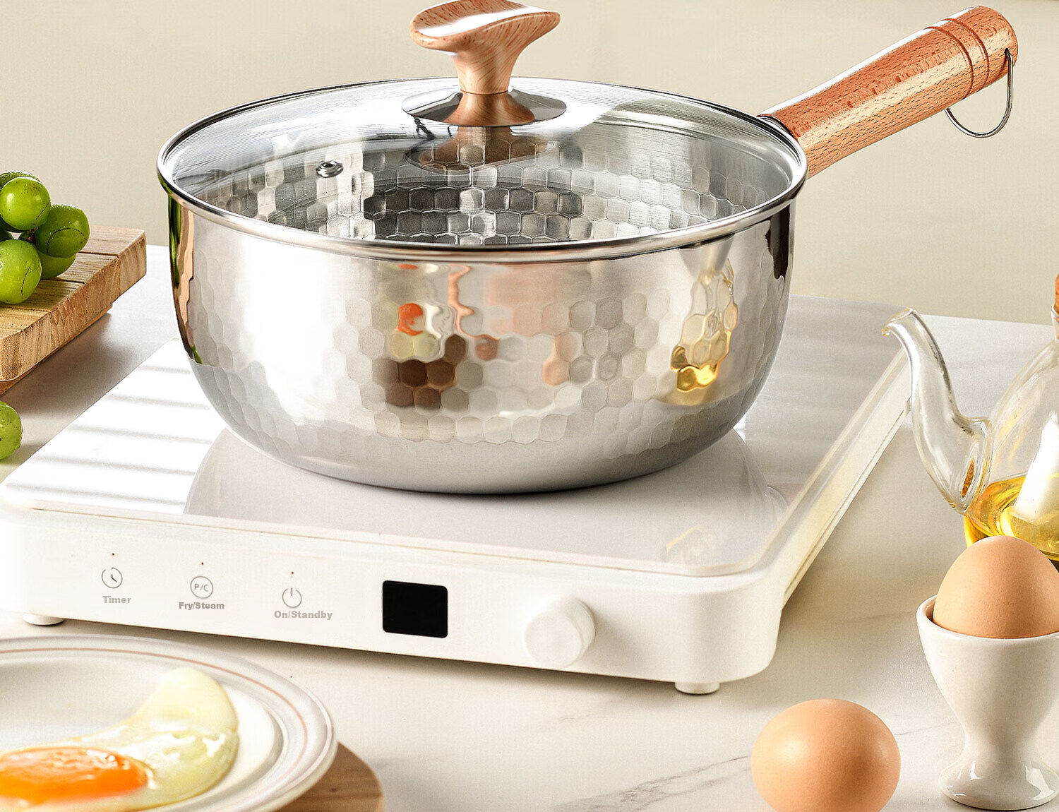 Jingyan Stainless Steel Snow Flat Pot Small Induction Cooker Pot for One Person Household Cooking Noodle Pot Milk Heating Non-stick Baby Food Pot Milk Pan 2