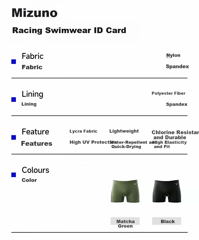 MIZUNO Men's Quick-Dry Square-Leg Swim Trunks Professional Training Chlorine-Resistant Swimming Shorts Anti-Embarrassment Hot Spring Gear AD107 Black 3XL 16