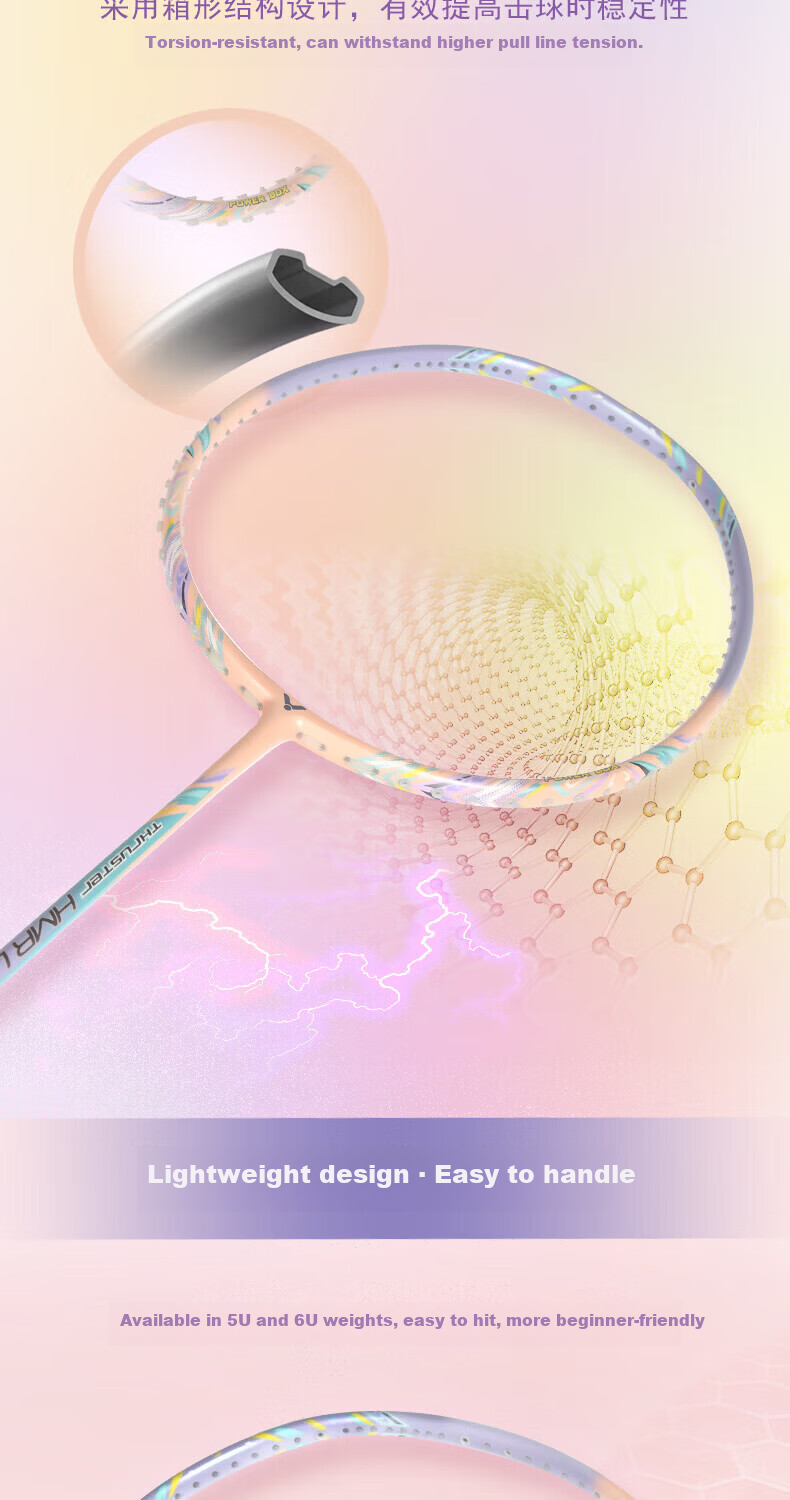 VICTOR Full Carbon High Tension Badminton Racket TK-HMRL EX/A/6U Yunfeng White Pre-strung 2