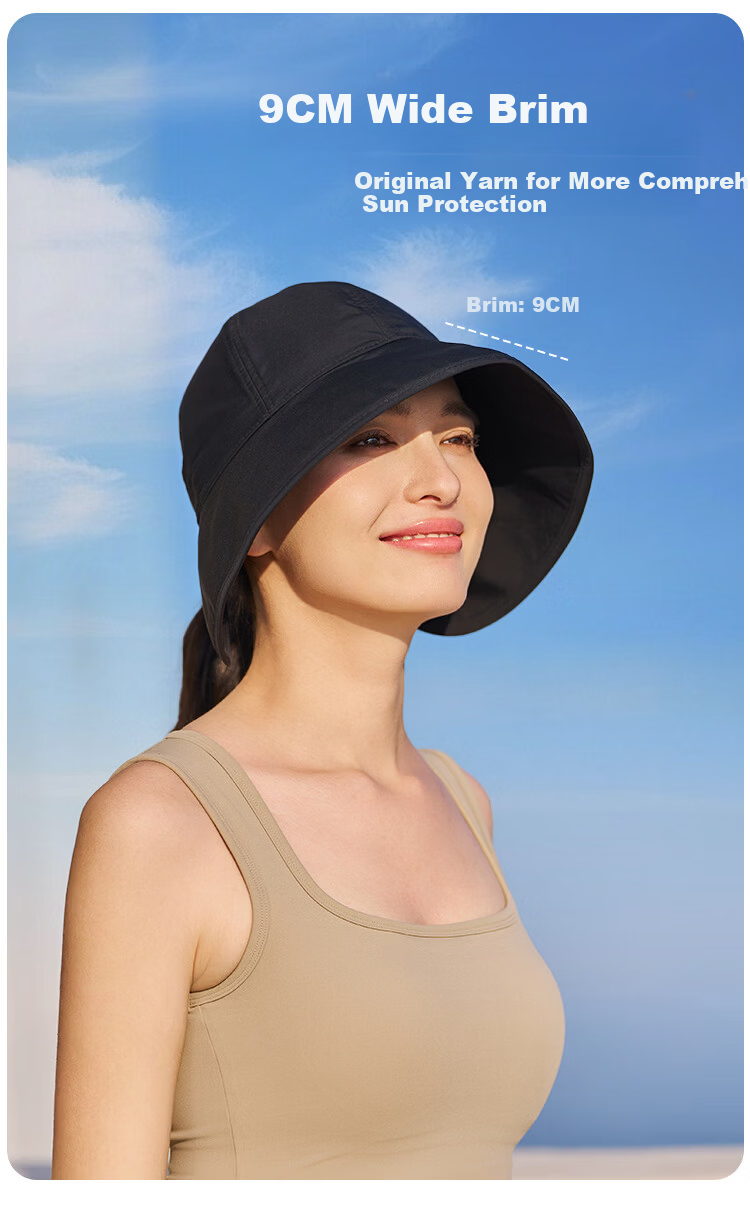 Zhenxiang Women's Summer Bucket Hat Versatile Sun Protection UV Shield Face Covering Small Black B956 5